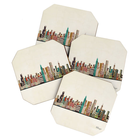 Brian Buckley chicago city skyline Coaster Set