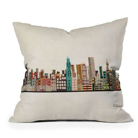 Brian Buckley chicago city skyline Outdoor Throw Pillow