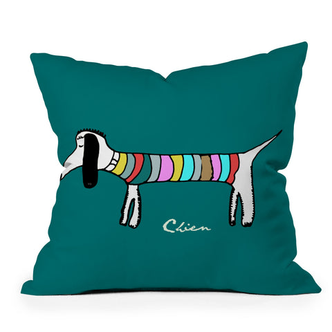 Brian Buckley Chien Vert Outdoor Throw Pillow