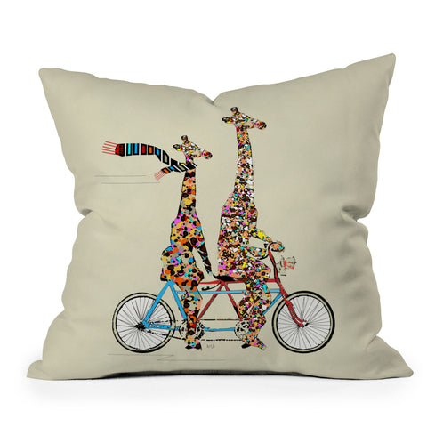 Brian Buckley giraffe days lets tandem Outdoor Throw Pillow