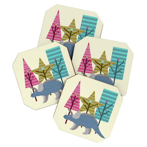 Brian Buckley Happy Trees Triceratops Coaster Set