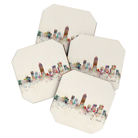 Brian Buckley indianapolis indiana skyline Coaster Set