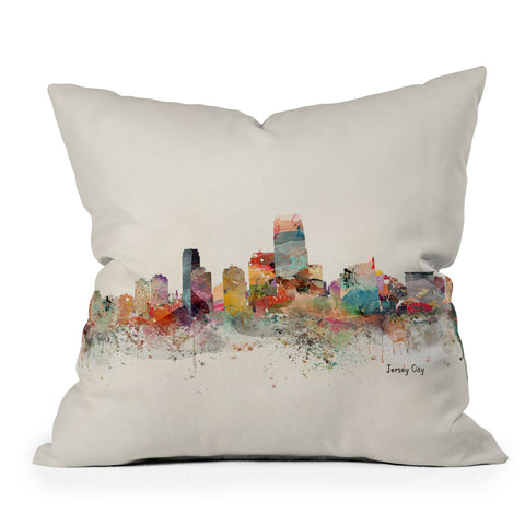 Brian Buckley jersey city skyline Outdoor Throw Pillow