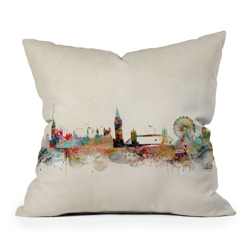 Brian Buckley london city skyline Outdoor Throw Pillow