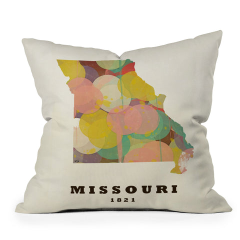 Brian Buckley Missouri state map modern Outdoor Throw Pillow