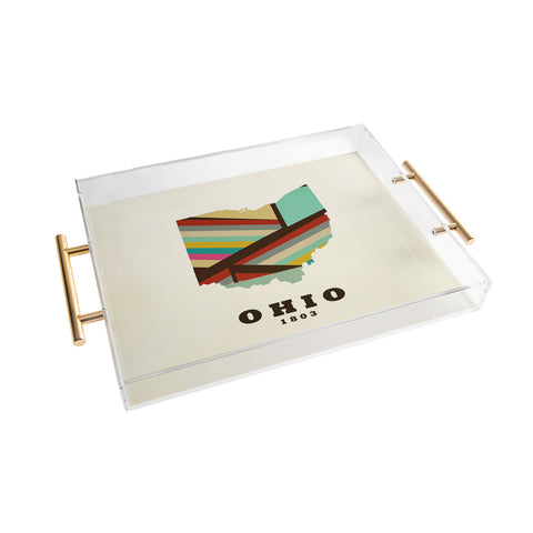 Brian Buckley ohio state map modern Acrylic Tray