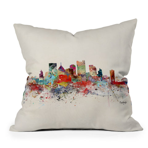 Brian Buckley pittsburgh city skyline Outdoor Throw Pillow