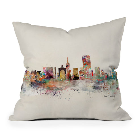 Brian Buckley san francisco skyline Outdoor Throw Pillow