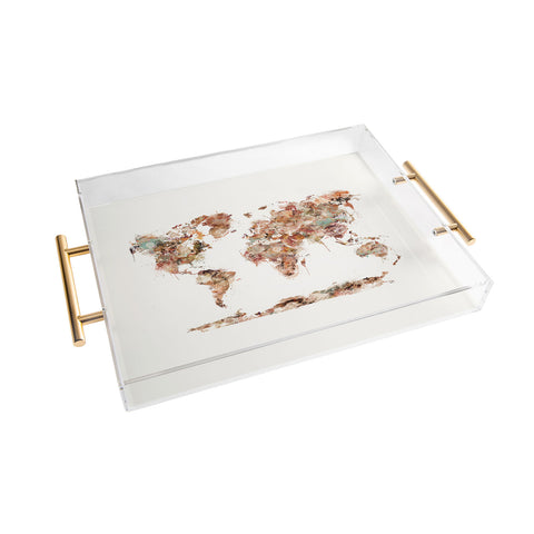 Brian Buckley world map watercolor Acrylic Tray