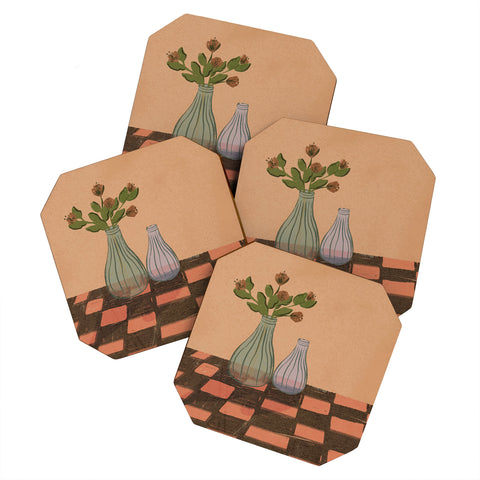 Britt Does Design Checked and Floral Coaster Set