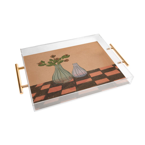 Britt Does Design Checked and Floral Acrylic Tray
