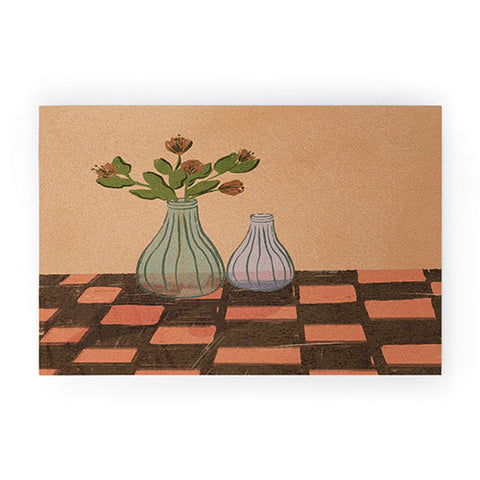 Britt Does Design Checked and Floral Welcome Mat