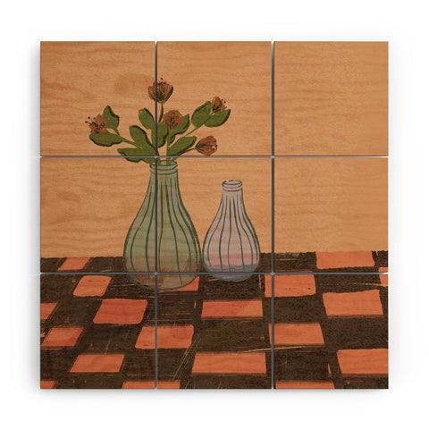 Britt Does Design Checked and Floral Wood Wall Mural