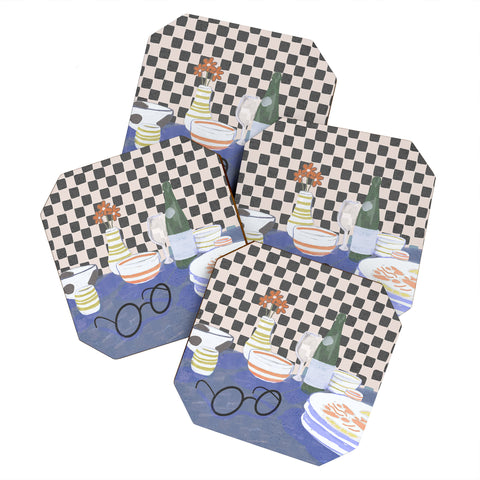 Britt Does Design Checkered morning Coaster Set