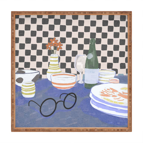 Britt Does Design Checkered morning Square Tray