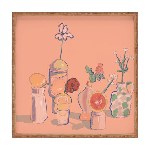 Britt Does Design Orange Vases Square Tray