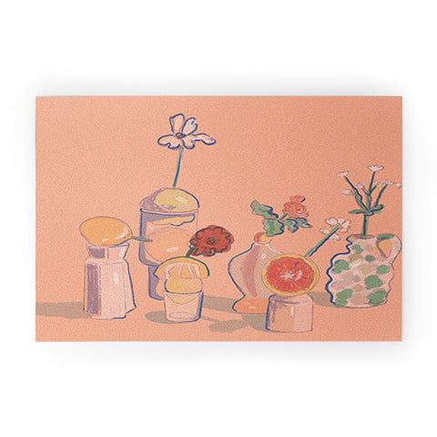 Britt Does Design Orange Vases Welcome Mat
