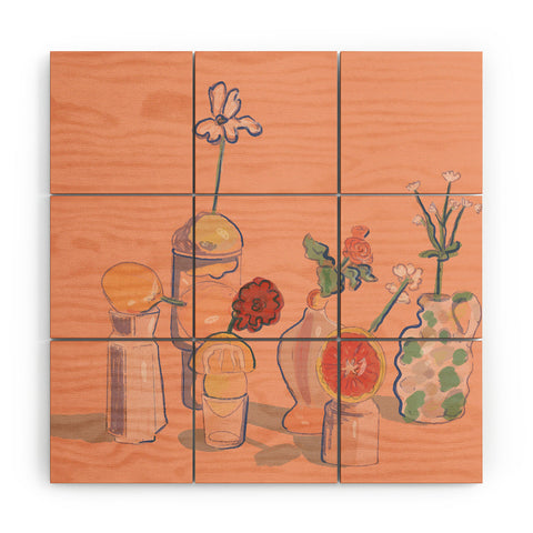 Britt Does Design Orange Vases Wood Wall Mural
