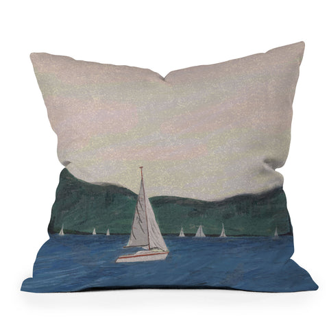 Britt Does Design Sailboats Outdoor Throw Pillow