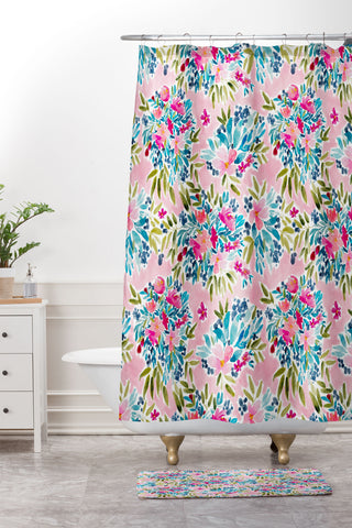 Britt Mills Design Aria Pink Shower Curtain And Mat