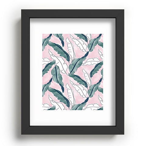 Britt Mills Design Banana Leaves Pink Recessed Framing Rectangle