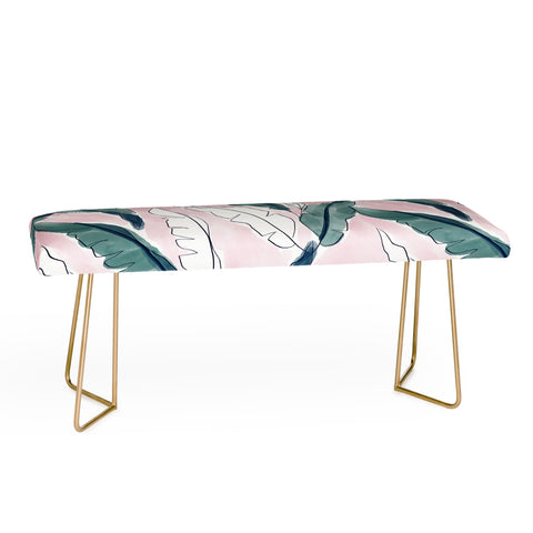 Britt Mills Design Banana Leaves Pink Bench