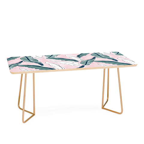 Britt Mills Design Banana Leaves Pink Coffee Table