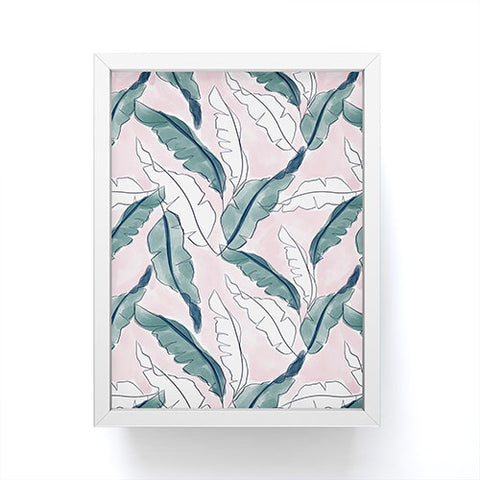 Britt Mills Design Banana Leaves Pink Framed Mini Art Print