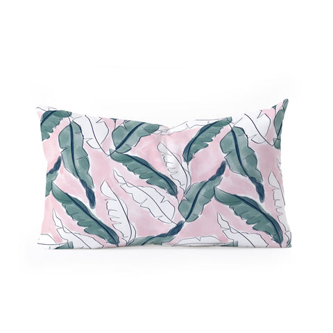 Britt Mills Design Banana Leaves Pink Oblong Throw Pillow