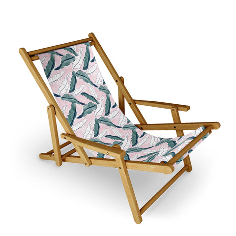 Britt Mills Design Banana Leaves Pink Sling Chair
