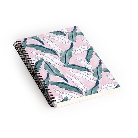 Britt Mills Design Banana Leaves Pink Spiral Notebook