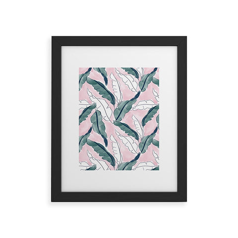 Britt Mills Design Banana Leaves Pink Framed Art Print