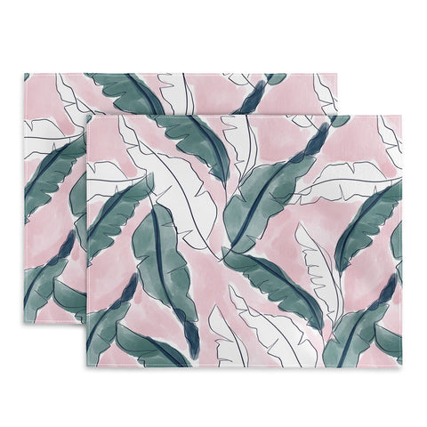 Britt Mills Design Banana Leaves Pink Placemat
