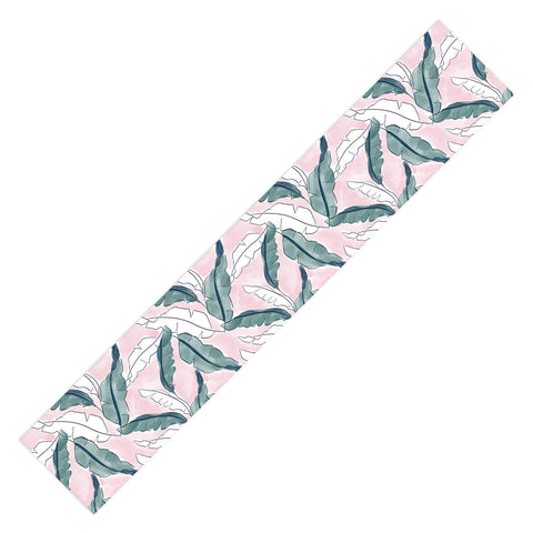 Britt Mills Design Banana Leaves Pink Table Runner