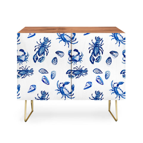 Britt Mills Design Blue and White Sea Life II Credenza