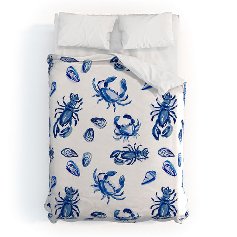 Britt Mills Design Blue and White Sea Life II Duvet Cover