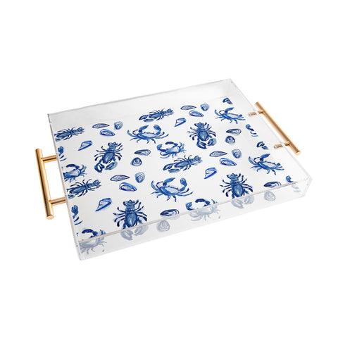 Britt Mills Design Blue and White Sea Life II Acrylic Tray