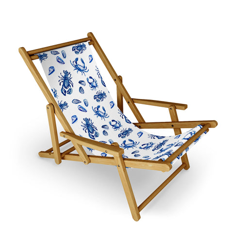 Britt Mills Design Blue and White Sea Life II Sling Chair