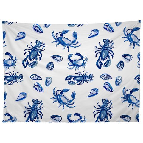 Britt Mills Design Blue and White Sea Life II Tapestry