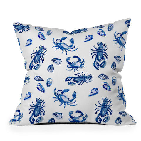 Britt Mills Design Blue and White Sea Life II Throw Pillow