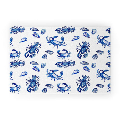 Britt Mills Design Blue and White Sea Life II Welcome Mat