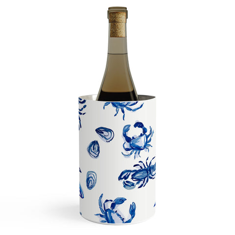 Britt Mills Design Blue and White Sea Life II Wine Chiller