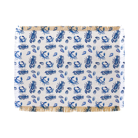Britt Mills Design Blue and White Sea Life II Throw Blanket