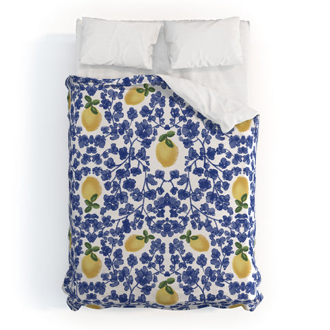Britt Mills Design Chinoiserie Lemons Duvet Cover