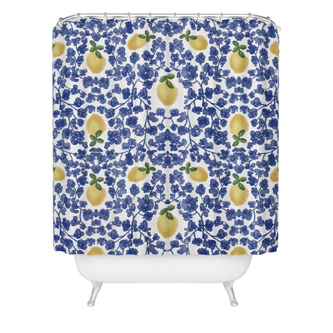 Britt Mills Design Chinoiserie Lemons Shower Curtain