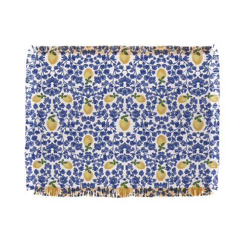 Britt Mills Design Chinoiserie Lemons Throw Blanket
