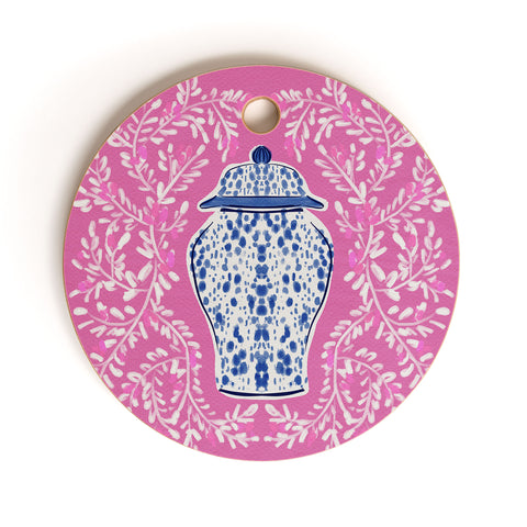 Britt Mills Design Chinoiserie Pink Cutting Board Round