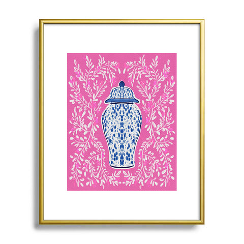 Britt Mills Design Chinoiserie Pink Metal Framed Art Print