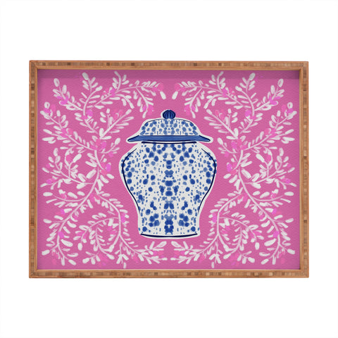 Britt Mills Design Chinoiserie Pink Rectangular Tray