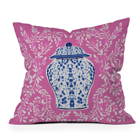 Britt Mills Design Chinoiserie Pink Throw Pillow